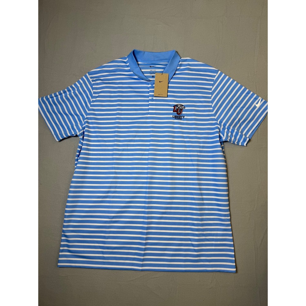 New Nike Liberty Flames Golf Polo Mens XXL Blue Striped Dri-FIT DH0835-412